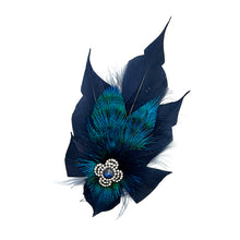 Load image into Gallery viewer, Navy &amp; Peacock Blue Magnetic Feather Trim
