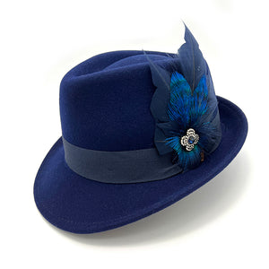 Navy & Peacock Blue Magnetic Feather Trim