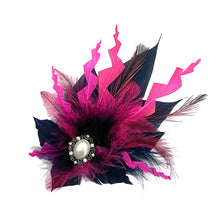Load image into Gallery viewer, Bright Pink Zig Zag &amp; Navy Magnetic Feather Trim
