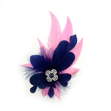 Load image into Gallery viewer, Pink &amp; Navy Magnetic Feather Trim
