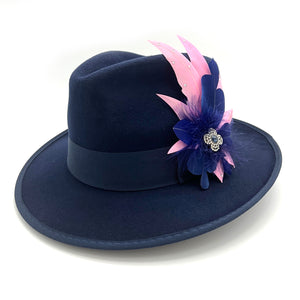 Pink & Navy Magnetic Feather Trim