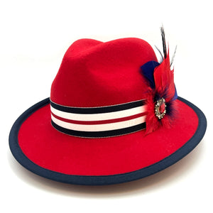 Red Fedora with Stripe Band