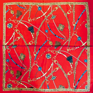 Red with Navy & Tan Scarf