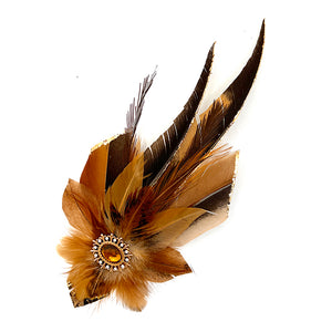 Natural Tan & Gold Edged Magnetic Feather Trim