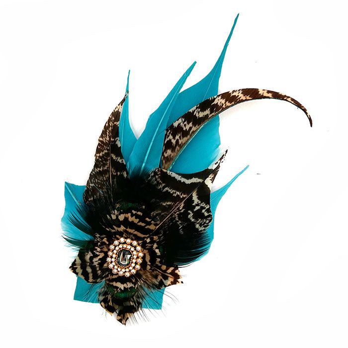 Teal & Naturals Magnetic Feather Trim