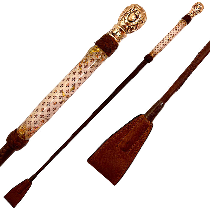 Antique Tan & Copper Riding Crop