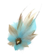 Load image into Gallery viewer, Pale Aqua &amp; Light Tan Magnetic Feather Trim
