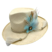 Load image into Gallery viewer, Pale Aqua &amp; Light Tan Magnetic Feather Trim
