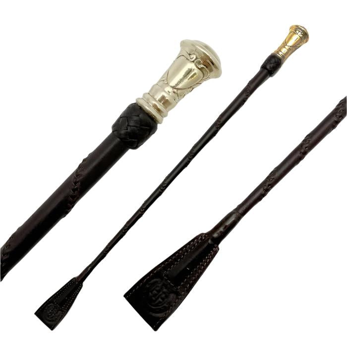 Havana Brown & Gold Riding Crop