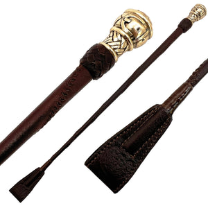 Dark Brown & Gold Riding Crop
