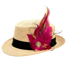 Load image into Gallery viewer, Cerise Pink &amp; Gold Magnetic Feather Trim
