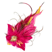 Load image into Gallery viewer, Cerise Pink &amp; Gold Magnetic Feather Trim
