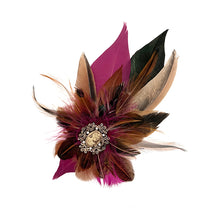 Load image into Gallery viewer, Cranberry &amp; Natural Magnetic Feather Trim
