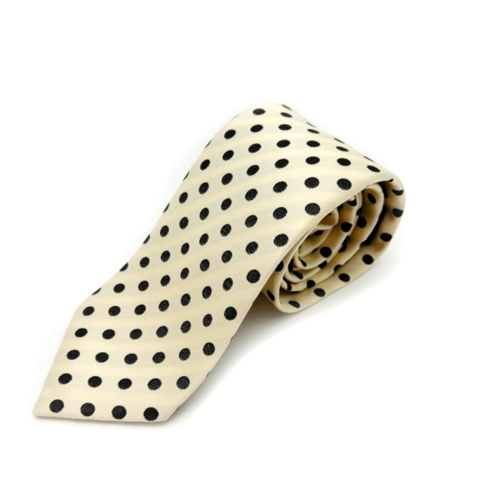 brown tie white polka dots