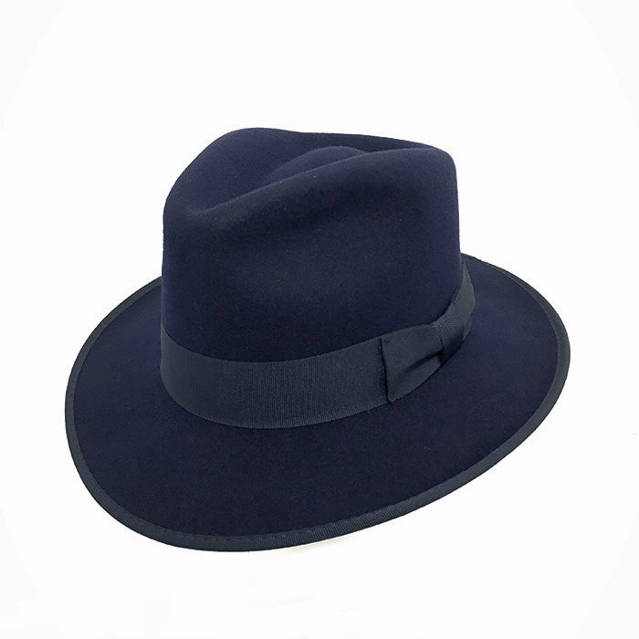Dark Navy Wool Felt Fedora