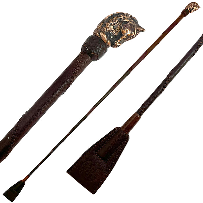 Dark Brown Crop with Bronze Horse Head