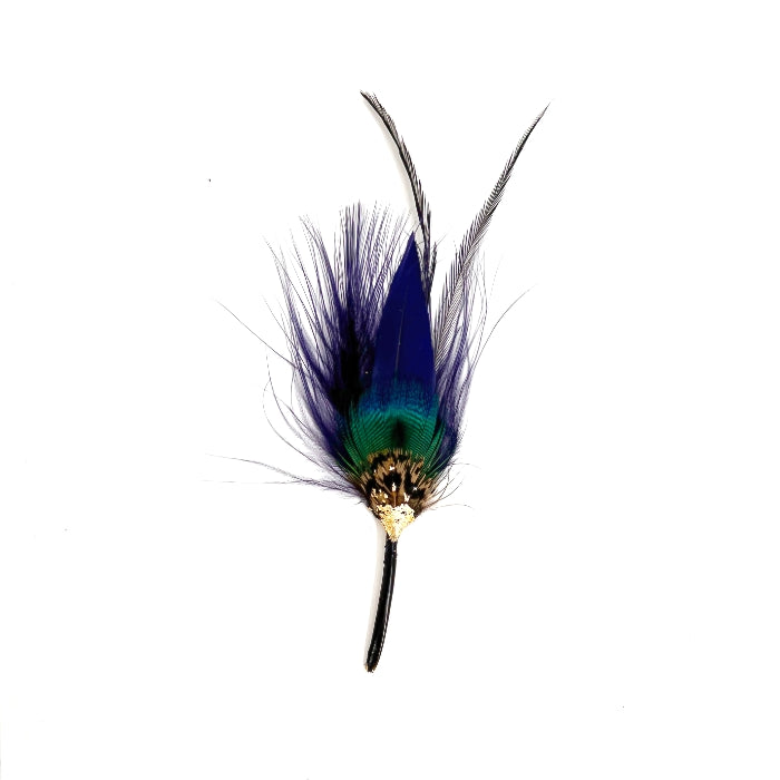 Extra Extra Small Navy & Turquoise Feather Pin