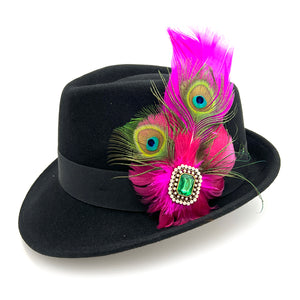 Fuchsia & Peacock Magnetic Feather Trim