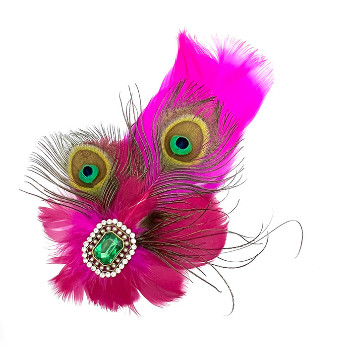 Fuchsia & Peacock Magnetic Feather Trim