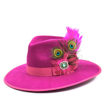 Load image into Gallery viewer, Fuschia Pink Wide Brim Wool Felt Hat
