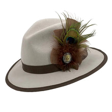 Load image into Gallery viewer, Greige &amp; Brown Wool Felt Fedora
