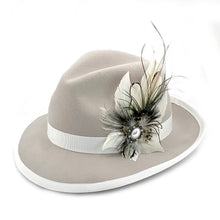 Load image into Gallery viewer, Greige &amp; White Wool Felt Fedora

