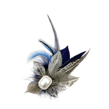 Load image into Gallery viewer, Small Grey, Navy &amp; Blue Magnetic Feather Trim
