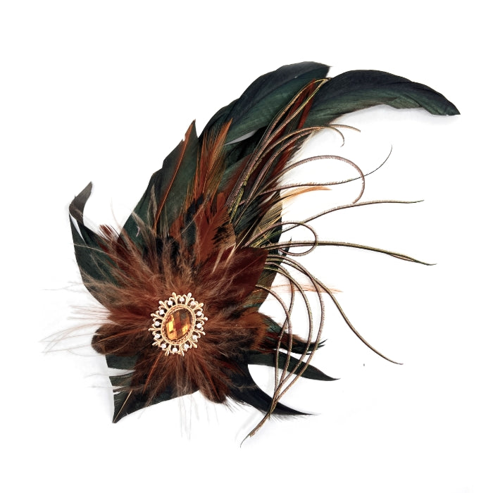 Iridescent Green, Brown & Rust Magnetic Feather Trim