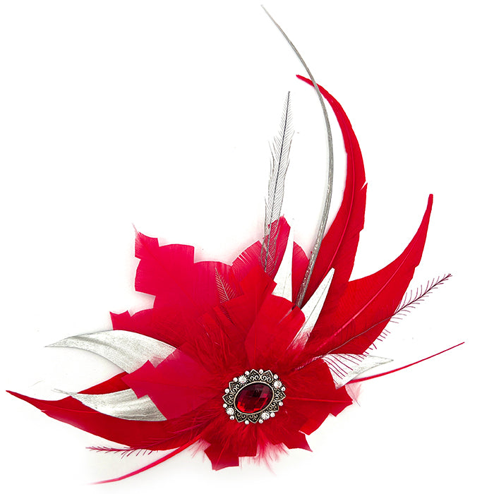 Red & Silver Magnetic Feather Trim