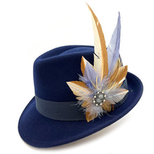 Load image into Gallery viewer, Natural Light Tan &amp; Blue Magnetic Feather Trim
