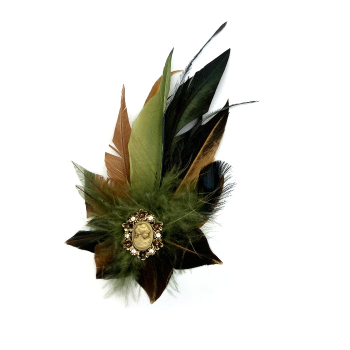 Green & Natural Magnetic Feather Trim