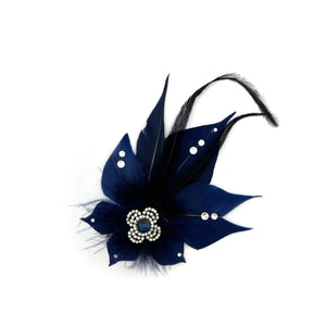 Navy & Crystal Magnetic Feather Trim