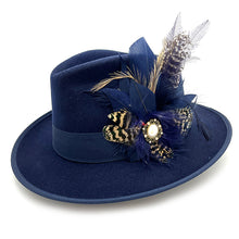 Load image into Gallery viewer, Navy &amp; Natural Magnetic Feather Trim
