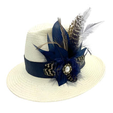 Load image into Gallery viewer, Navy &amp; Natural Magnetic Feather Trim
