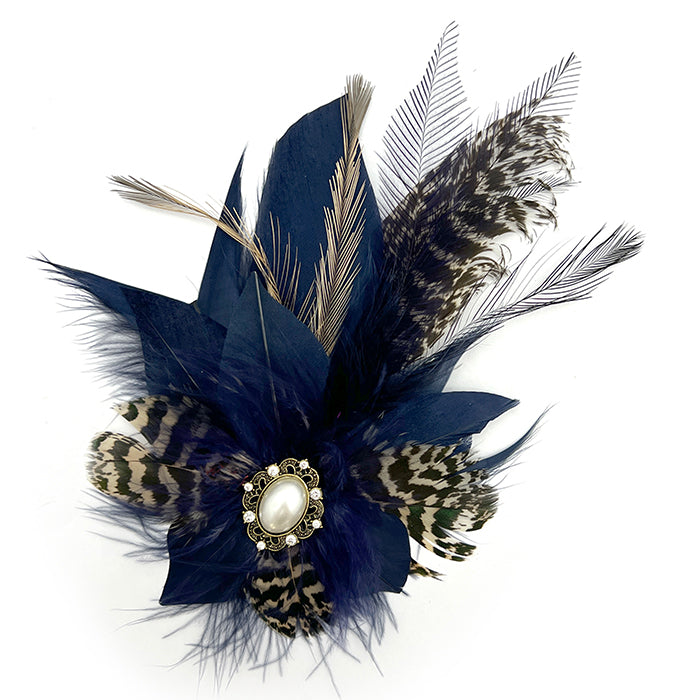 Navy & Natural Magnetic Feather Trim