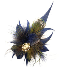 Load image into Gallery viewer, Olive &amp; Navy Magnetic Feather Trim
