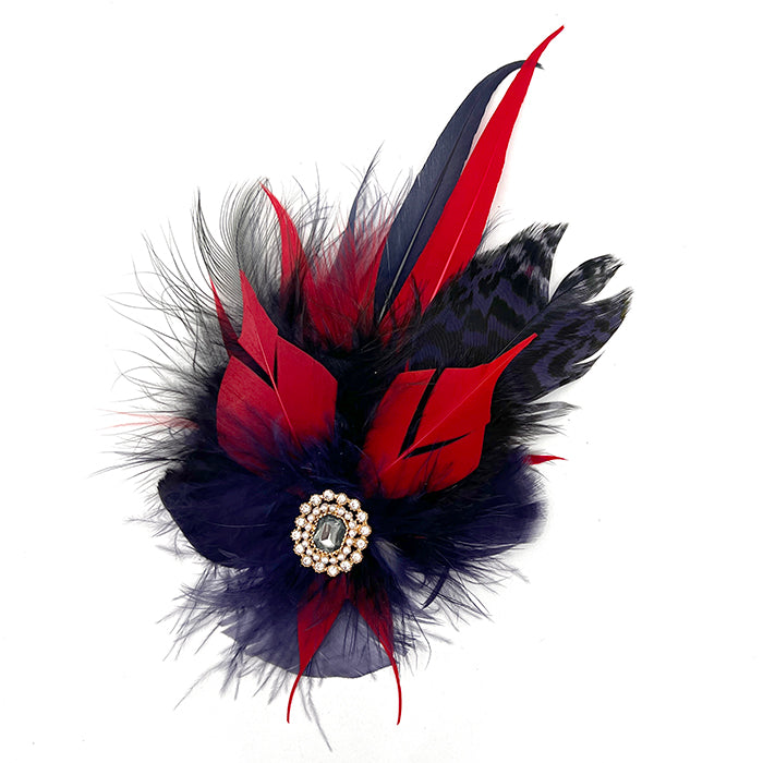 Navy & Red Magnetic Feather Trim