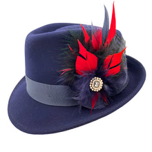 Load image into Gallery viewer, Navy &amp; Red Magnetic Feather Trim
