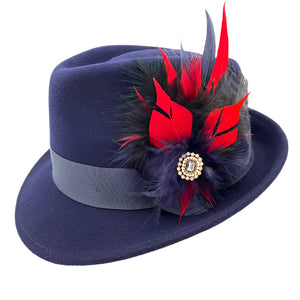 Navy & Red Magnetic Feather Trim