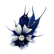 Load image into Gallery viewer, Navy &amp; White Magnetic Feather Trim
