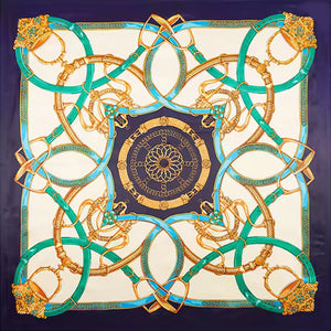 Navy , Emerald, Aqua & Cream Scarf