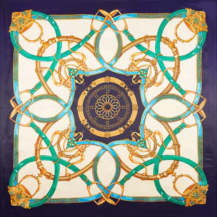 Navy , Emerald, Aqua & Cream Scarf
