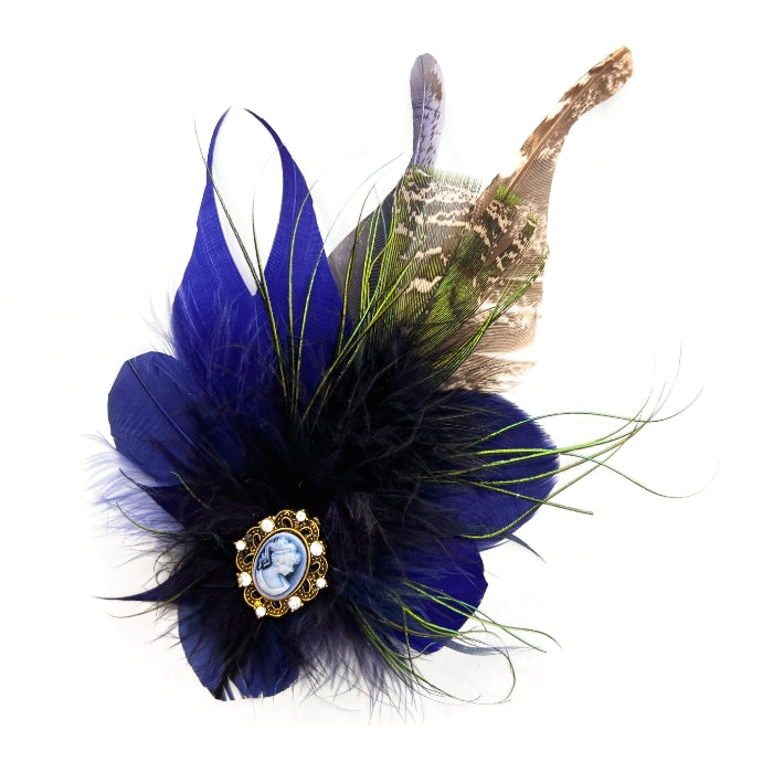 Navy, Olive & Brown Magnetic Feather Trim