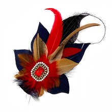 Load image into Gallery viewer, Red, Navy, &amp; Natural Magnetic Feather Trim
