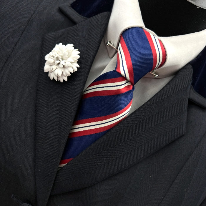 Navy White & Red Stripe Tie