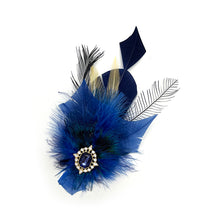 Load image into Gallery viewer, Navy, Royal &amp; Cream Magnetic Feather Trim
