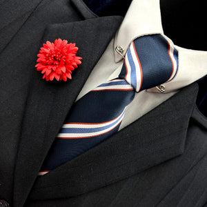 Navy Red & White Stripe Tie