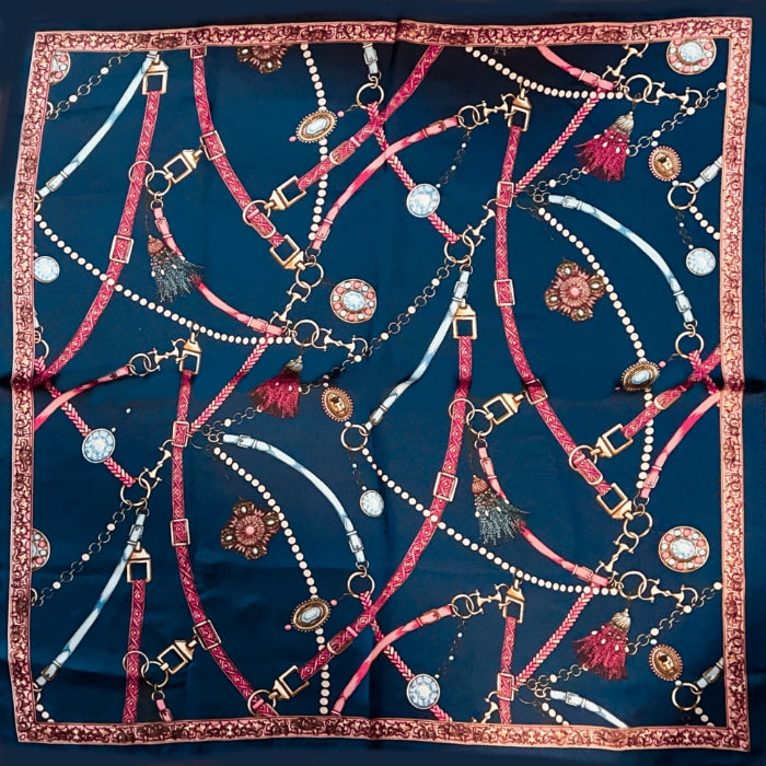 Navy with Pink & Blue  Scarf