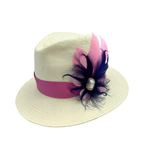 Bleached Toyo Straw Woven Fedora