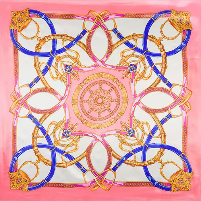 Pink, Royal, Gold & Cream Scarf